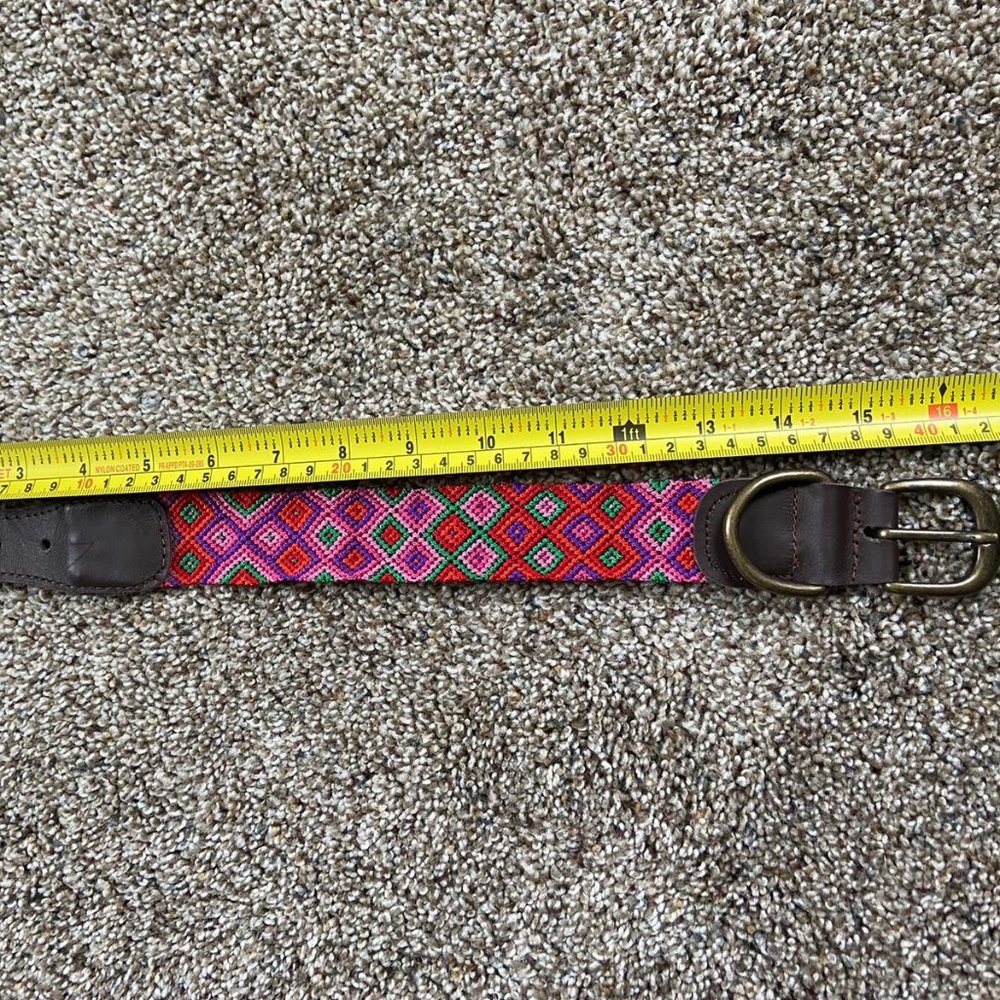 Mid size dog collar leather/mexican handmade colorfull textile
